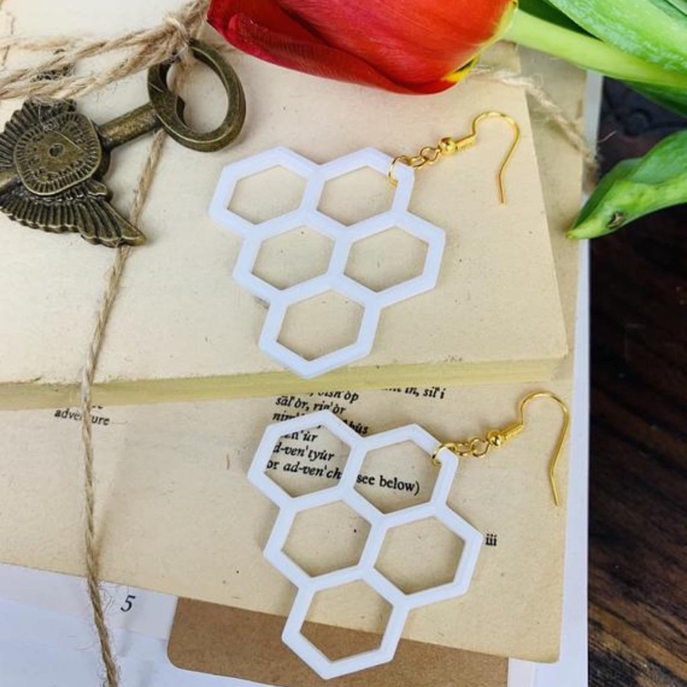 Honey Comb Handmade Earrings